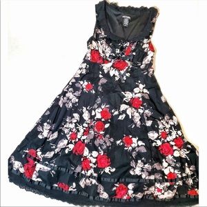 Hot Topic brand black floral lace up front dress